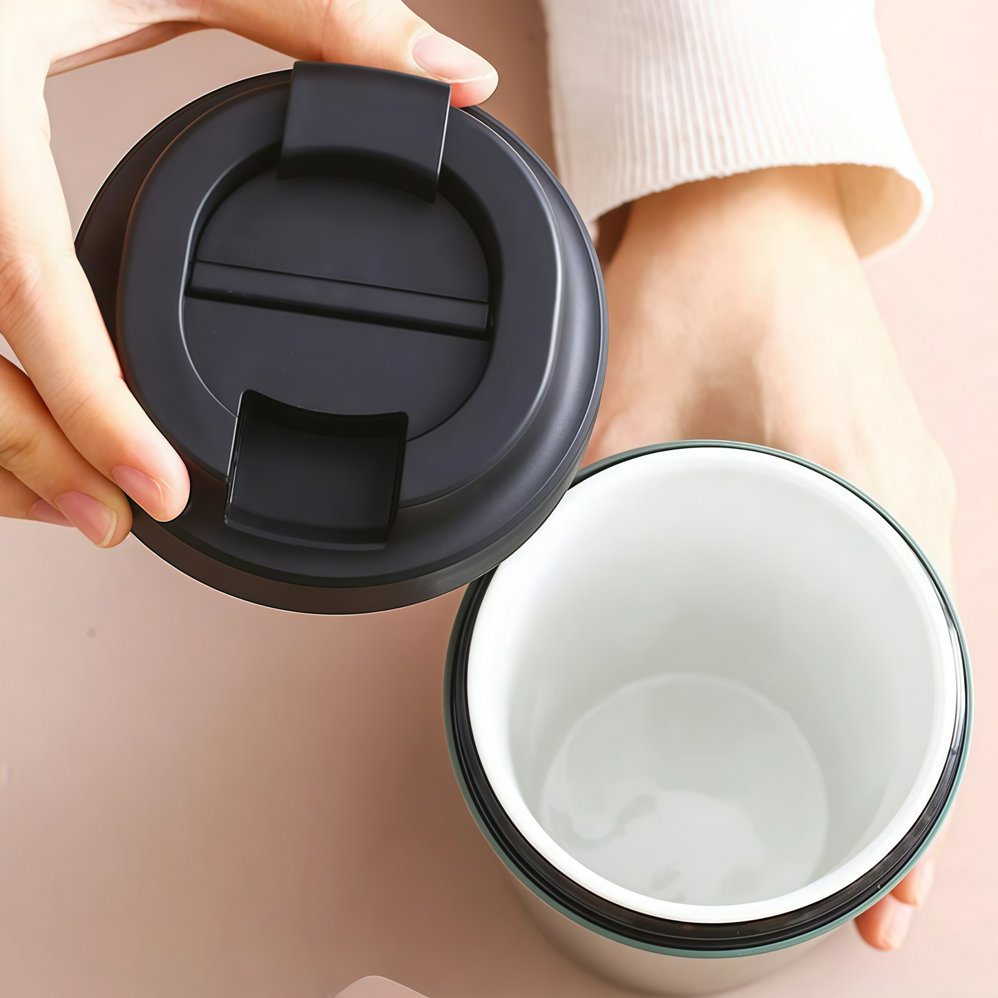 Klyra Pure Ceramic Travel Coffee Mug with Lid – Minimalist Insulated Cup for Pour Over & Daily Brew | Eco-Friendly Coffee Lifestyle