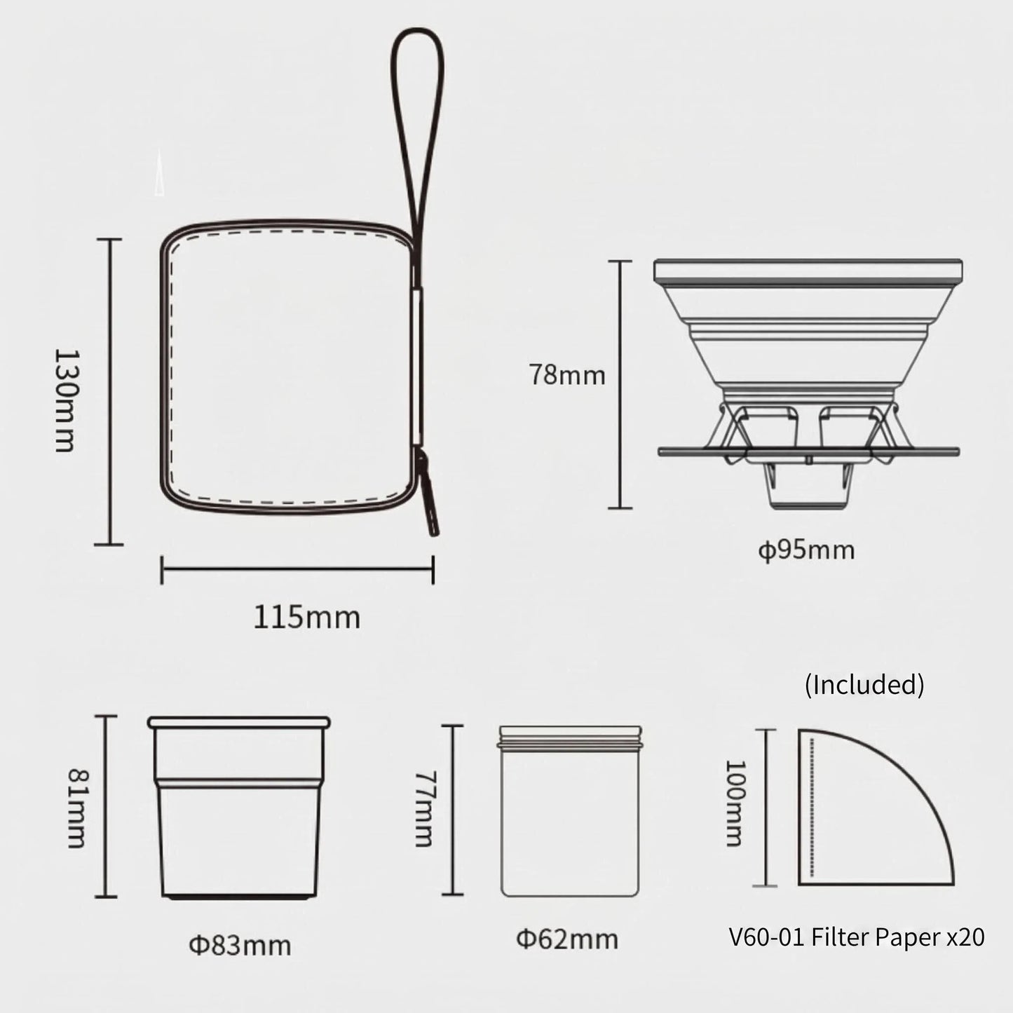 Camping Coffee Maker Set – Portable Pour Over Kit with Storage Case, Dripper, Coffee Cup & Bean Container