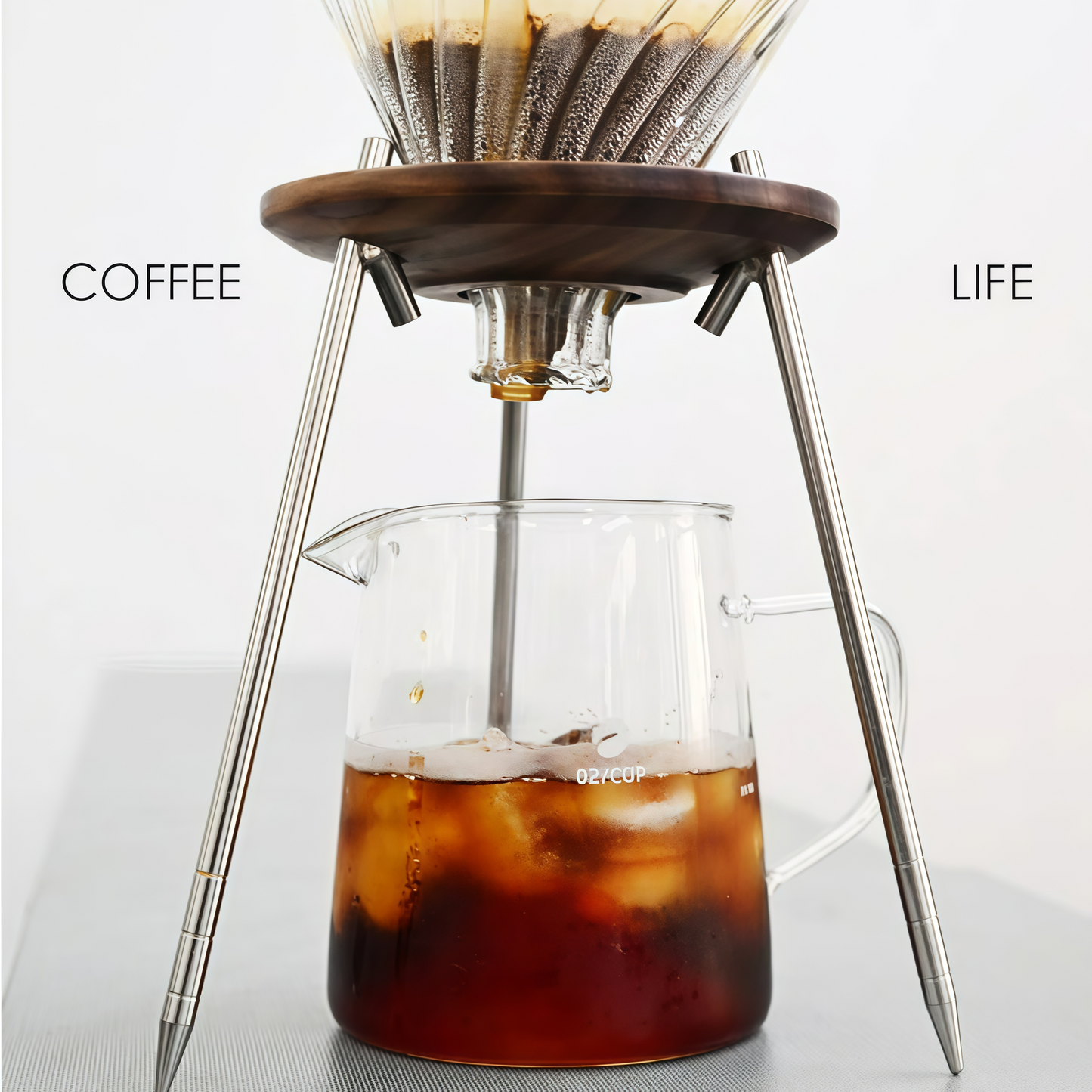 Klyra Walnut Pour Over Coffee Dripper Stand – Minimalist Detachable Coffee Rack for Home Barista Setup