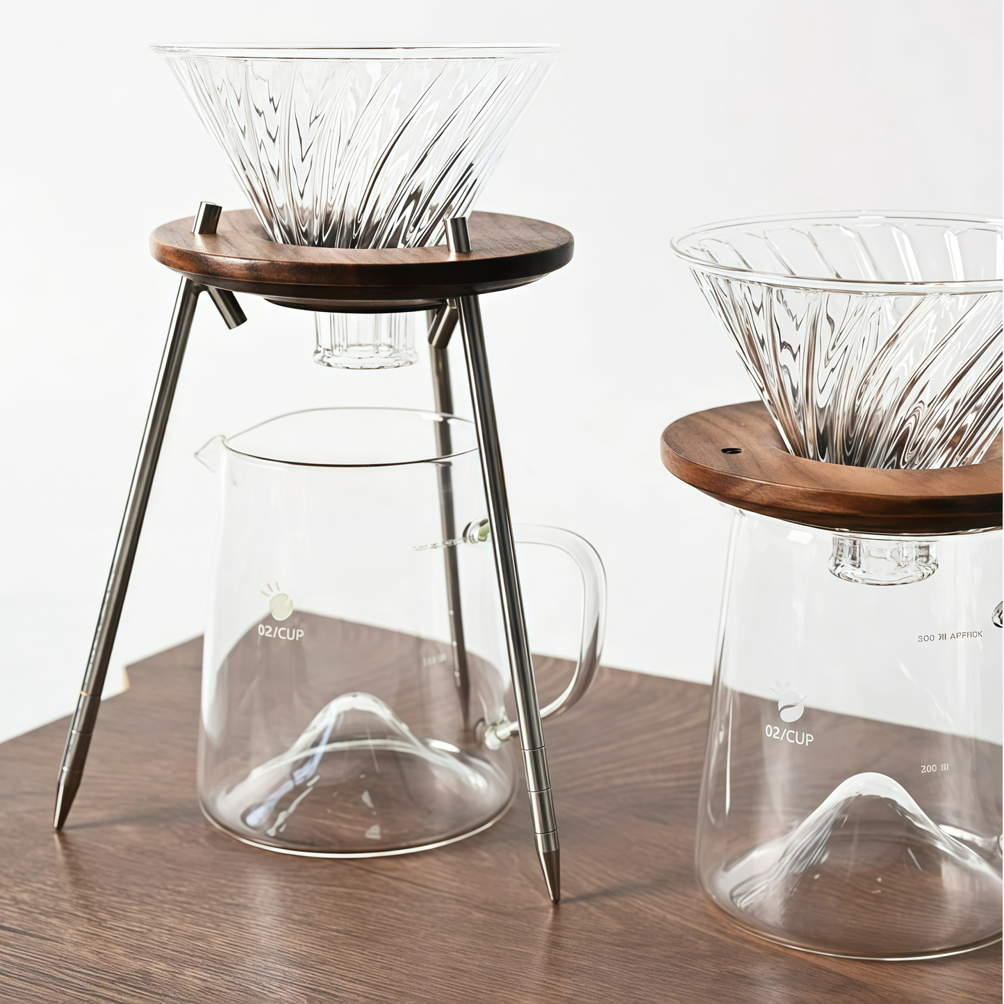 Klyra Walnut Pour Over Coffee Dripper Stand – Minimalist Detachable Coffee Rack for Home Barista Setup