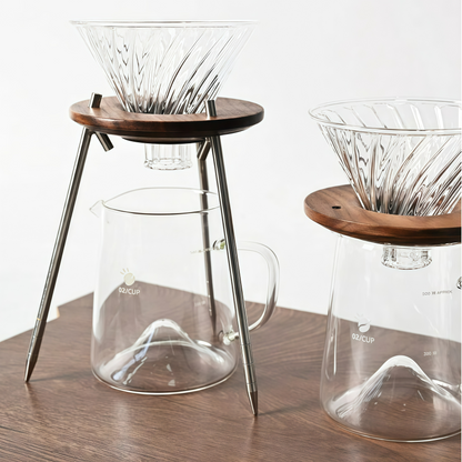 Klyra Walnut Pour Over Coffee Dripper Stand – Minimalist Detachable Coffee Rack for Home Barista Setup