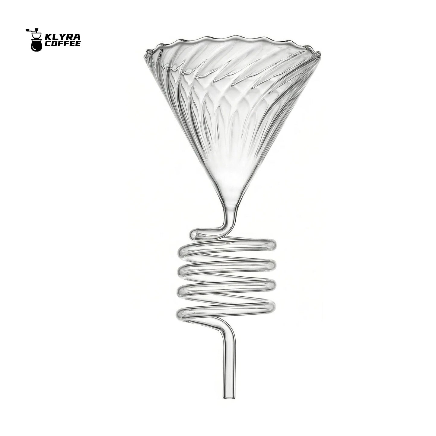 Klyra Spiral Glass Coffee Dripper – Precision Pour-Over Funnel with Vortex Flow Design | Professional Barista Brewer