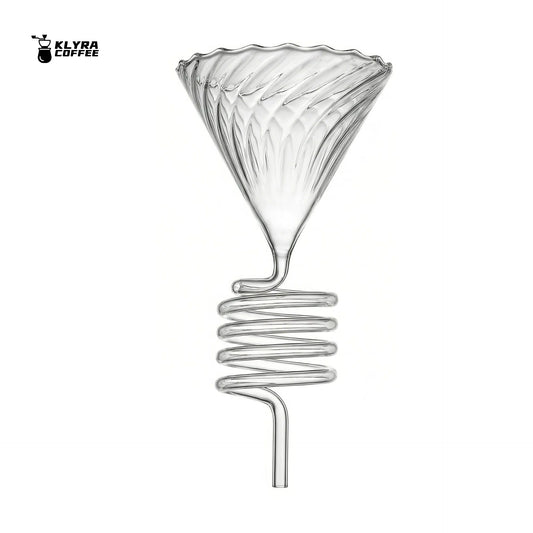 Klyra Spiral Glass Coffee Dripper – Precision Pour-Over Funnel with Vortex Flow Design | Professional Barista Brewer