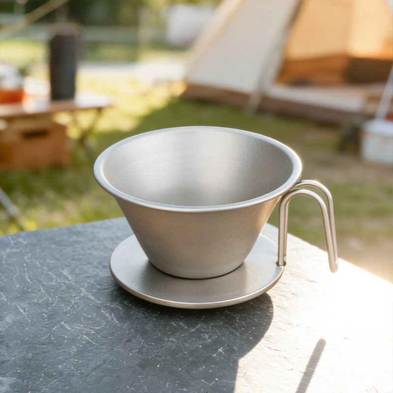 Titanium Three-Hole Pour Over Coffee Dripper – Ultralight Camping Coffee Filter for Outdoor Brewing