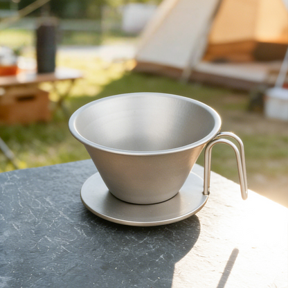 Titanium Three-Hole Pour Over Coffee Dripper – Ultralight Camping Coffee Filter for Outdoor Brewing