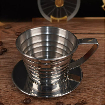 Flat Bottom Stainless Steel Coffee Dripper – Reusable Pour Over Filter for Smooth & Balanced Brewing