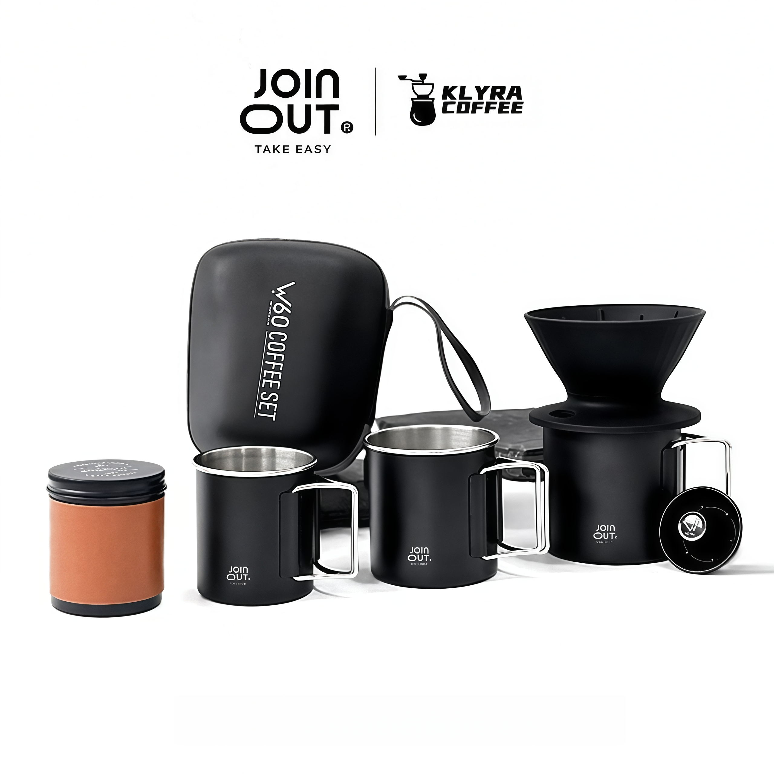 Camping Pour Over Coffee Maker Set – Portable Coffee Kit with Dripper, Sealed Bean Container & Collapsible Cup for Travel