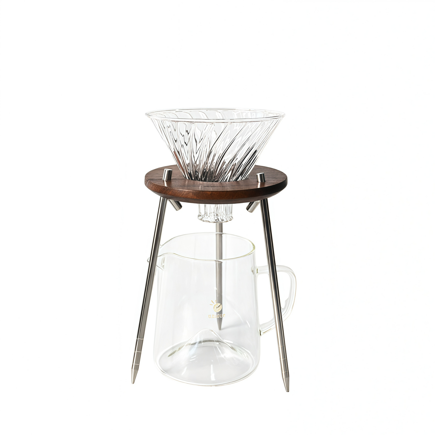 Klyra Walnut Pour Over Coffee Dripper Stand – Minimalist Detachable Coffee Rack for Home Barista Setup