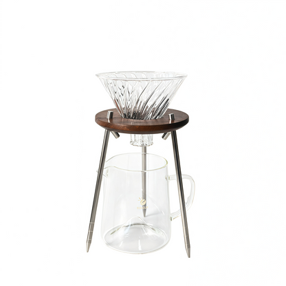 Klyra Walnut Pour Over Coffee Dripper Stand – Minimalist Detachable Coffee Rack for Home Barista Setup
