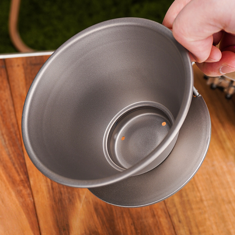 Titanium Three-Hole Pour Over Coffee Dripper – Ultralight Camping Coffee Filter for Outdoor Brewing