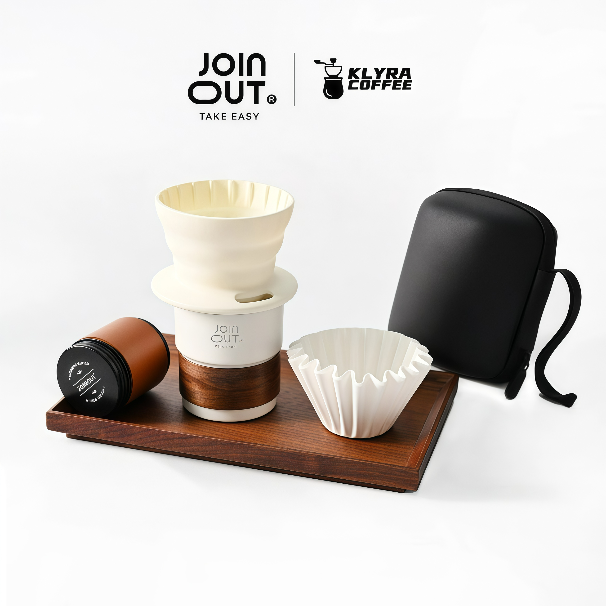 Camping Pour Over Coffee Kit – Portable Coffee Maker Set with Dripper, Paper Filters & Coffee Bean Container
