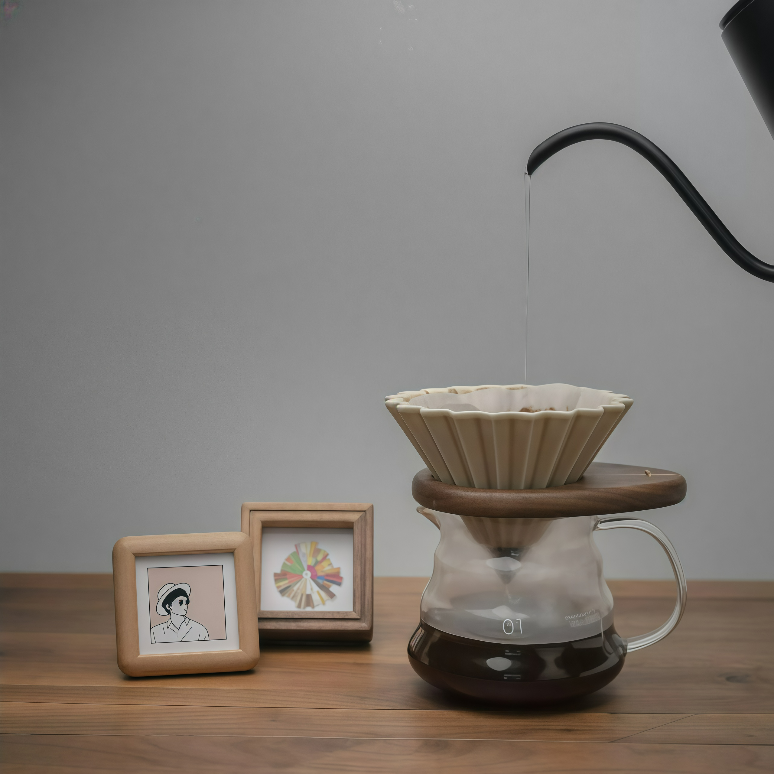 Walnut & Beech Wood Coffee Dripper Holder – Portable V60 Pour Over Stand for Origami & Manual Brewing