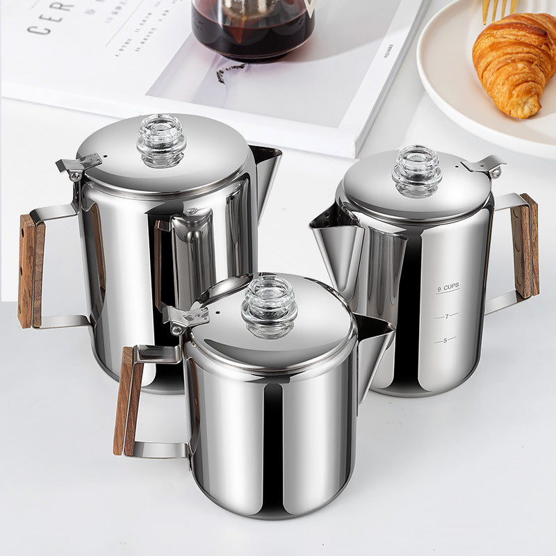 9-Cup Stainless Steel Percolator Coffee Pot – Camping Coffee Maker & Boiling Kettle for Indoor & Outdoor Use