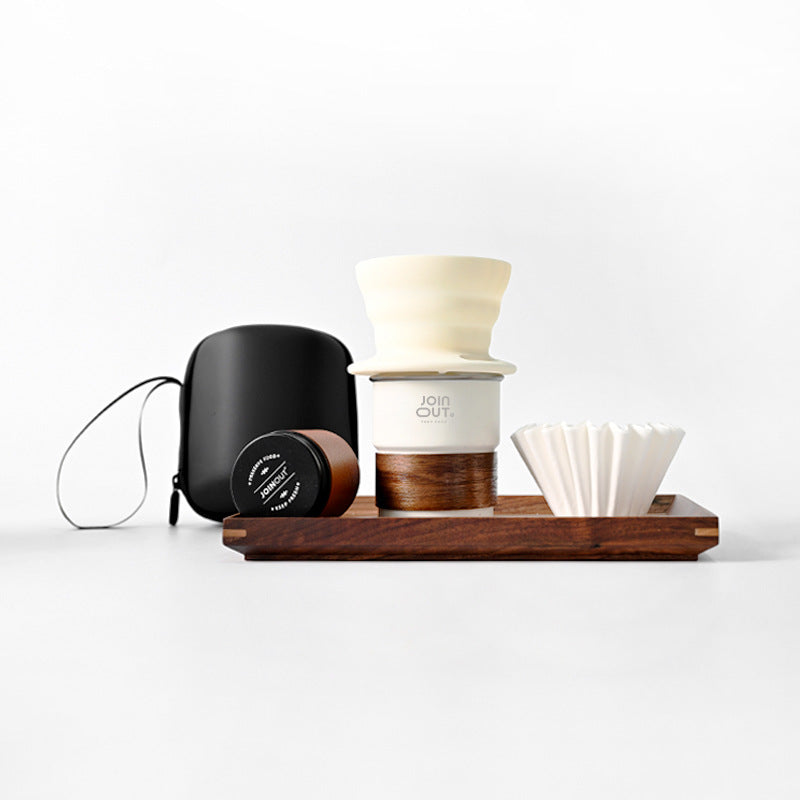 Camping Pour Over Coffee Kit – Portable Coffee Maker Set with Dripper, Paper Filters & Coffee Bean Container