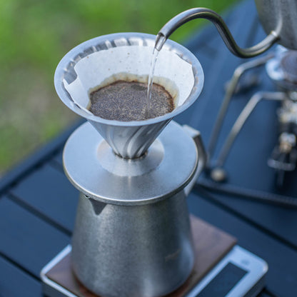 Vintage Pour Over Coffee Kettle Set – Travel Coffee Kit with Grinder & Aluminum Case Gift Box