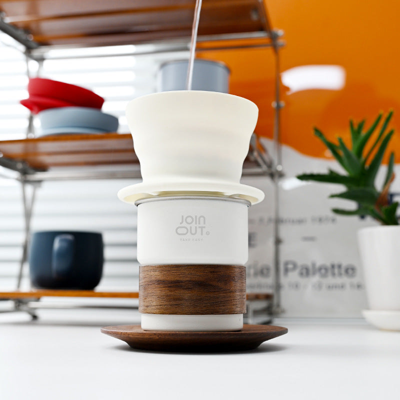Camping Pour Over Coffee Kit – Portable Coffee Maker Set with Dripper, Paper Filters & Coffee Bean Container