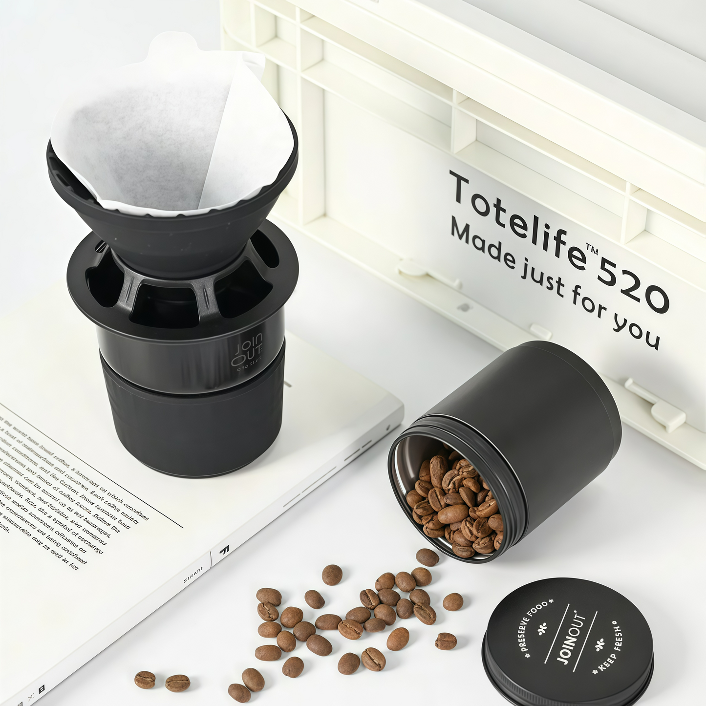 Camping Coffee Maker Set – Portable Pour Over Kit with Storage Case, Dripper, Coffee Cup & Bean Container