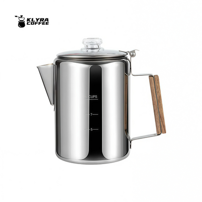 9-Cup Stainless Steel Percolator Coffee Pot – Camping Coffee Maker & Boiling Kettle for Indoor & Outdoor Use
