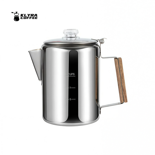 9-Cup Stainless Steel Percolator Coffee Pot – Camping Coffee Maker & Boiling Kettle for Indoor & Outdoor Use
