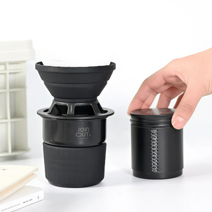 Camping Coffee Maker Set – Portable Pour Over Kit with Storage Case, Dripper, Coffee Cup & Bean Container