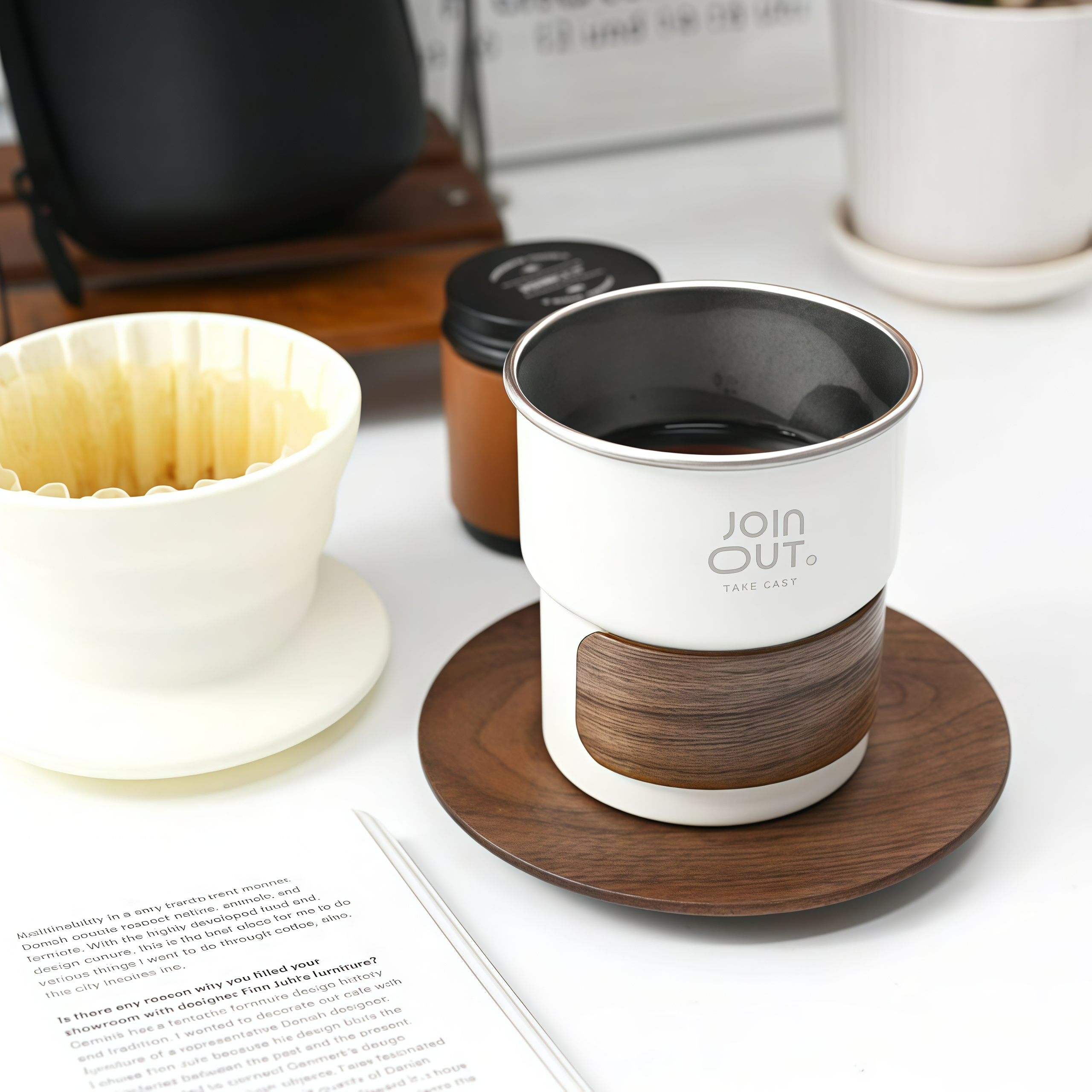 Camping Pour Over Coffee Kit – Portable Coffee Maker Set with Dripper, Paper Filters & Coffee Bean Container