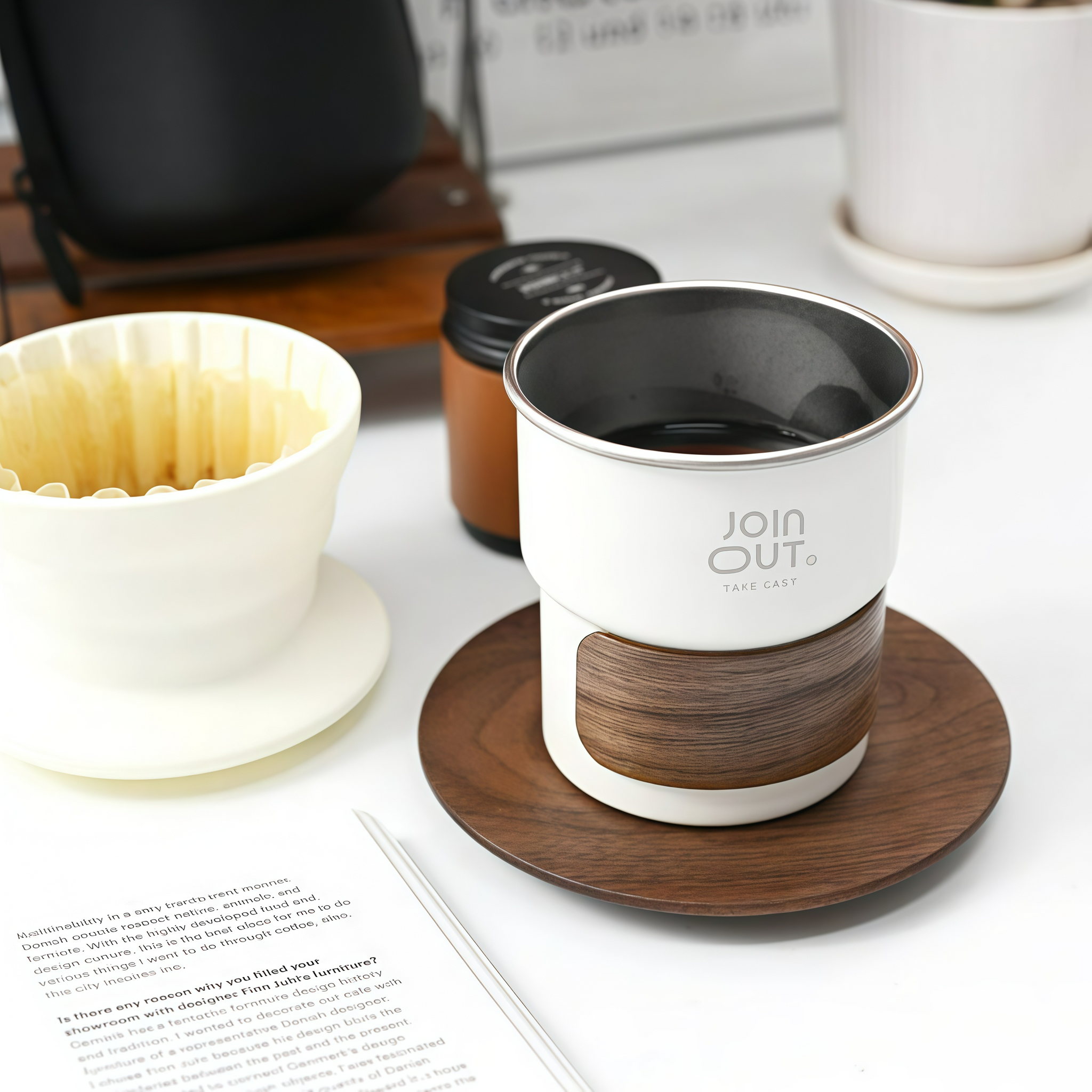 Camping Pour Over Coffee Kit – Portable Coffee Maker Set with Dripper, Paper Filters & Coffee Bean Container