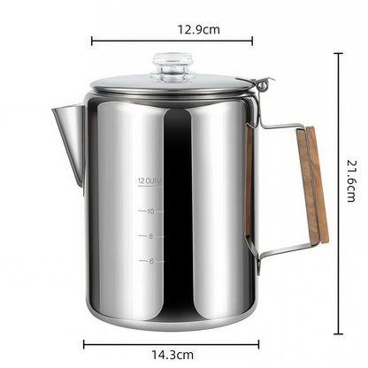 9-Cup Stainless Steel Percolator Coffee Pot – Camping Coffee Maker & Boiling Kettle for Indoor & Outdoor Use