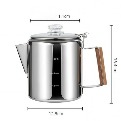 9-Cup Stainless Steel Percolator Coffee Pot – Camping Coffee Maker & Boiling Kettle for Indoor & Outdoor Use