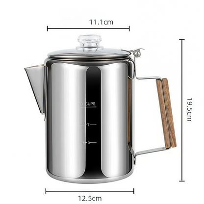 9-Cup Stainless Steel Percolator Coffee Pot – Camping Coffee Maker & Boiling Kettle for Indoor & Outdoor Use