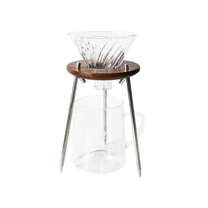 Klyra Walnut Pour Over Coffee Dripper Stand – Minimalist Detachable Coffee Rack for Home Barista Setup