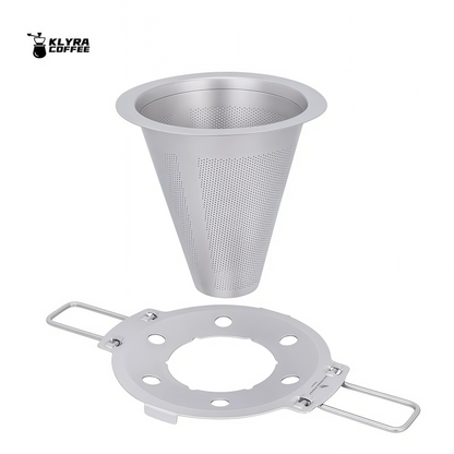 Titanium Pour Over Coffee Filter Set – Reusable Coffee & Tea Dripper with Foldable Handle for Outdoor Brewing