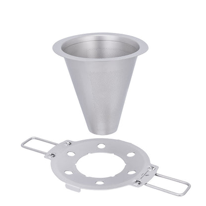 Titanium Pour Over Coffee Filter Set – Reusable Coffee & Tea Dripper with Foldable Handle for Outdoor Brewing