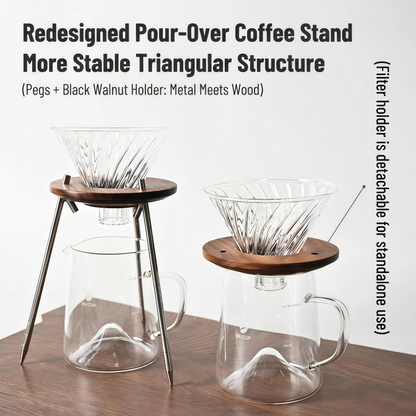 Klyra Walnut Pour Over Coffee Dripper Stand – Minimalist Detachable Coffee Rack for Home Barista Setup
