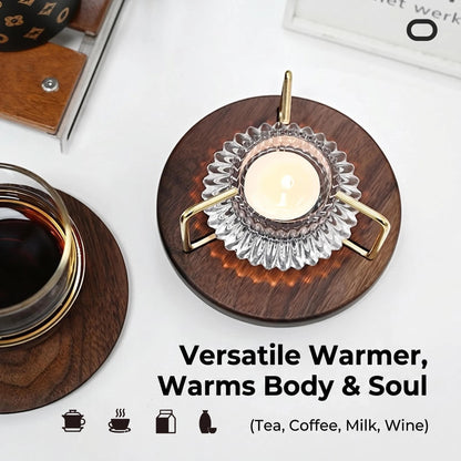Wooden Candle Coffee Warmer – Detachable Multifunction Drink & Food Heating Stand for Outdoor & Home Use