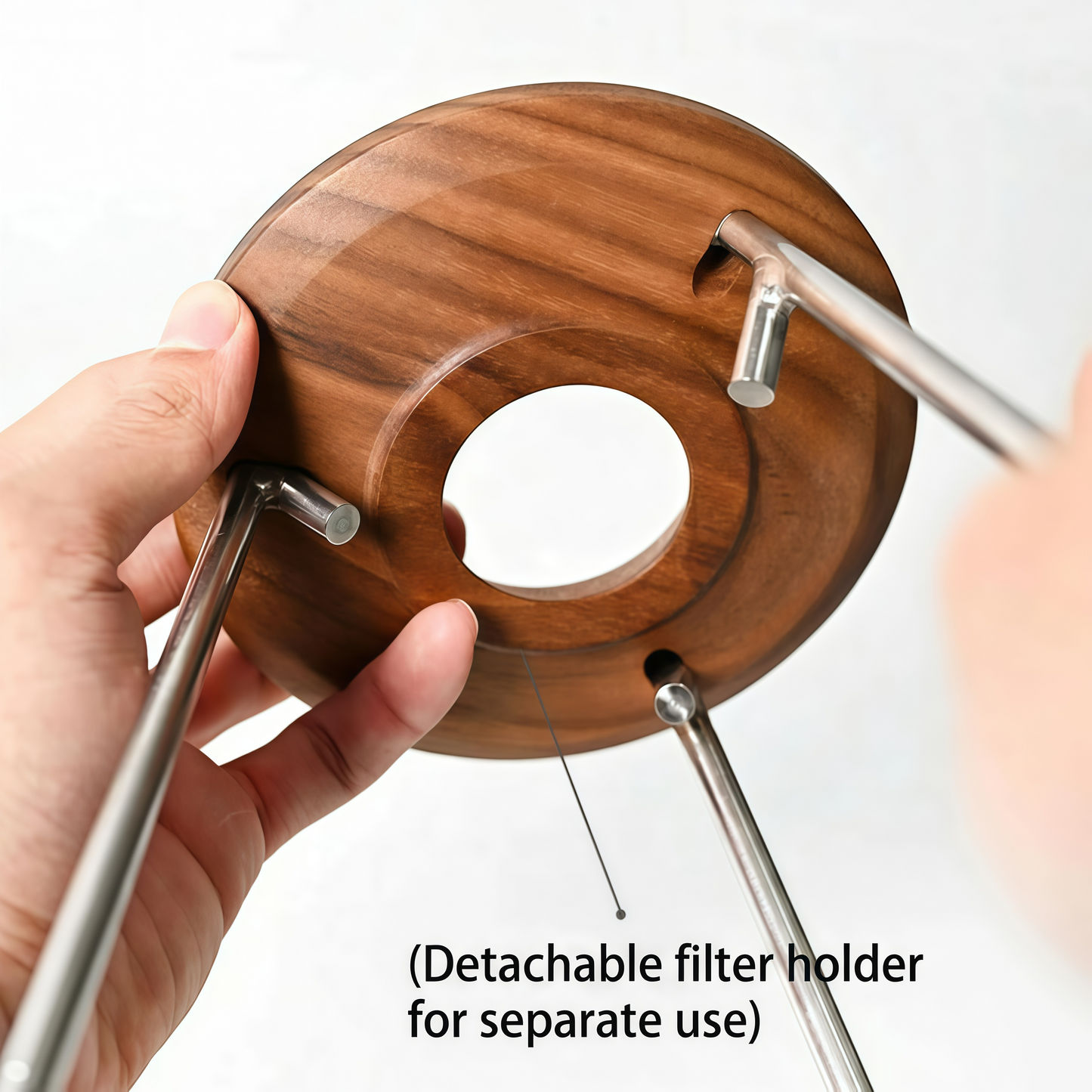 Klyra Walnut Pour Over Coffee Dripper Stand – Minimalist Detachable Coffee Rack for Home Barista Setup