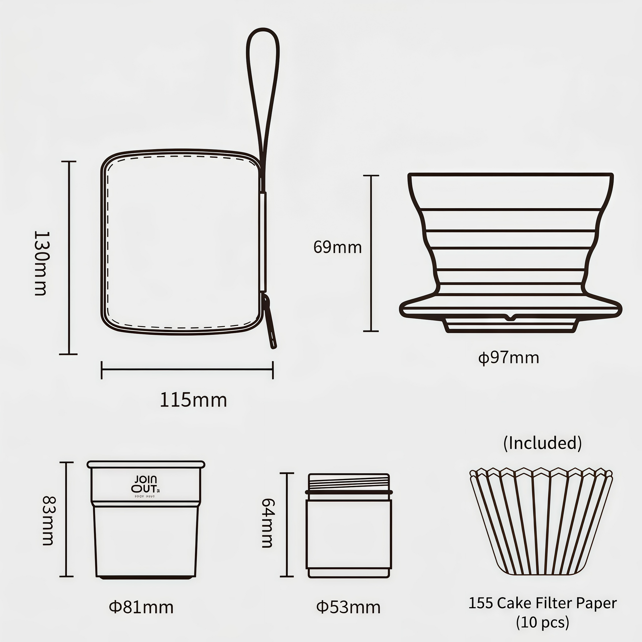 Camping Pour Over Coffee Kit – Portable Coffee Maker Set with Dripper, Paper Filters & Coffee Bean Container