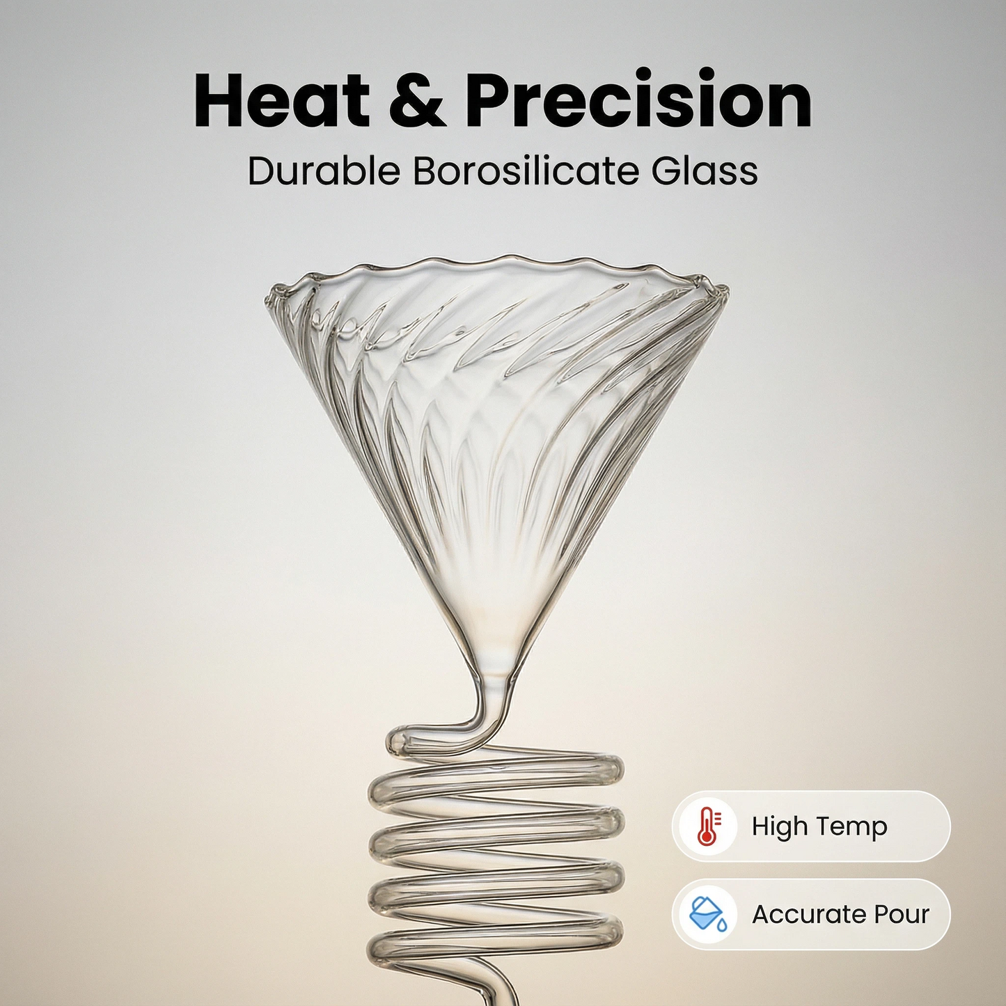Klyra Spiral Glass Coffee Dripper – Precision Pour-Over Funnel with Vortex Flow Design | Professional Barista Brewer