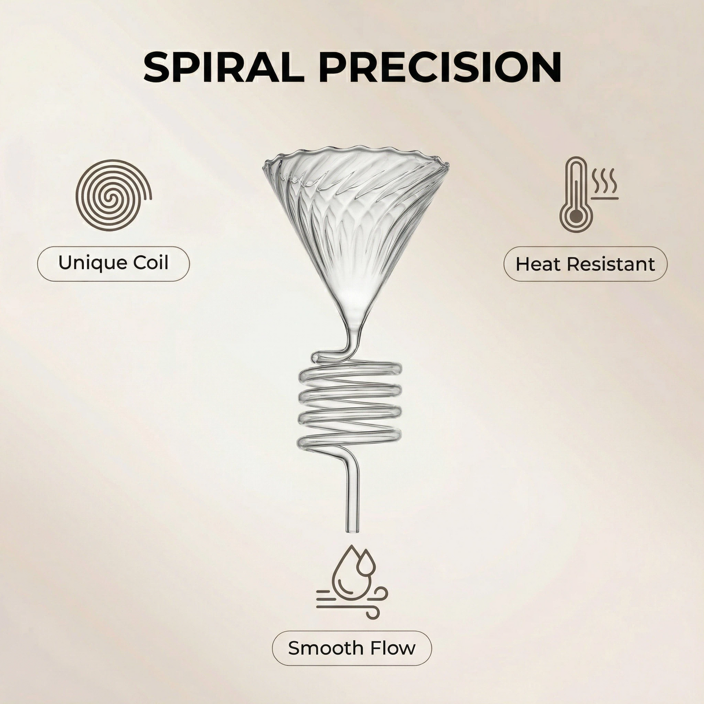 Klyra Spiral Glass Coffee Dripper – Precision Pour-Over Funnel with Vortex Flow Design | Professional Barista Brewer