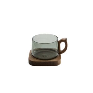 Klyra Retro gray glass coffee walnut handle cup water cup