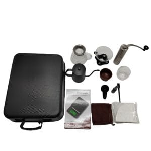 Klyra Portable Pour Over Coffee Maker Set – 13-Piece Travel & Home Manual Brewing Kit with Grinder, Kettle & Case
