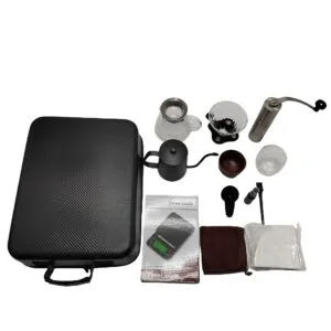Klyra Portable Pour Over Coffee Maker Set – 13-Piece Travel & Home Manual Brewing Kit with Grinder, Kettle & Case